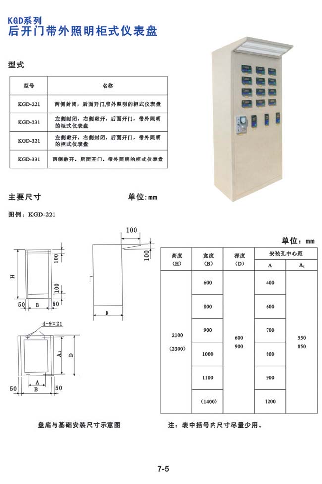 KGD系列-后开门带外照明柜式仪表盘